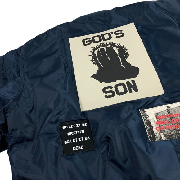 RARE OG HSTRY BY NAS God's Son Bomber Jacket Mens Size L Navy - Picture 9 of 12